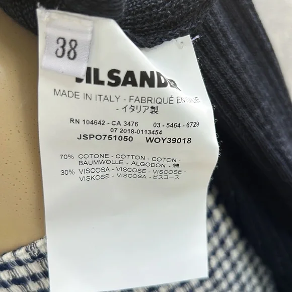 New JIL SANDER. SWEATER CROP LONG SLEEVE NAVY SIZE 38
